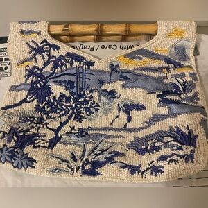 Made in India Beaded Clutch with Bamboo Handles